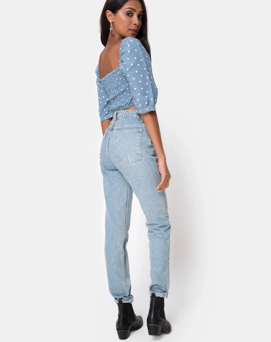 Flory Crop Top in Skater Polka Blue - Image 6