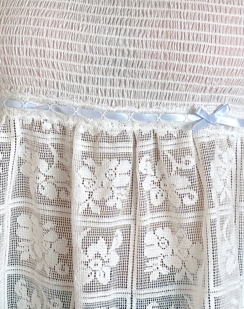 Flyn Top in Crochet Lace Shirred Poplin White - Image 5