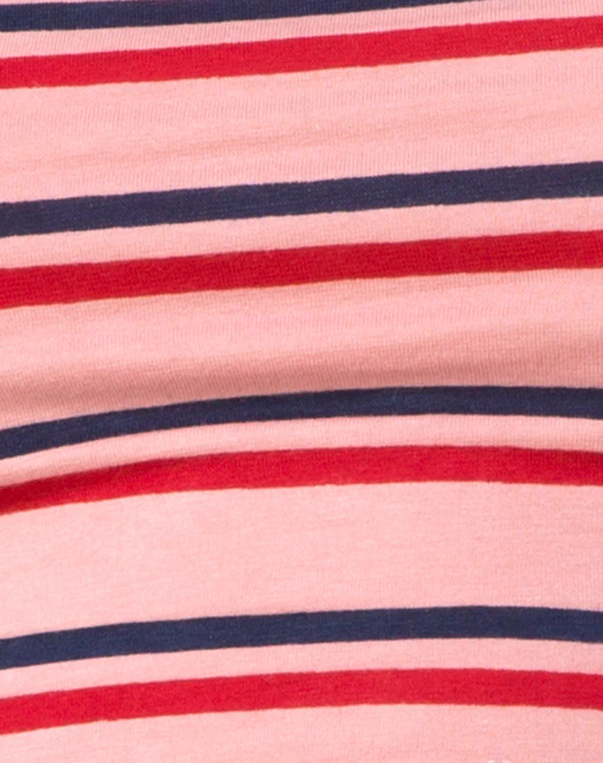 Fonda Crop Top in 70's Stripe Pink Horizontal - Image 5
