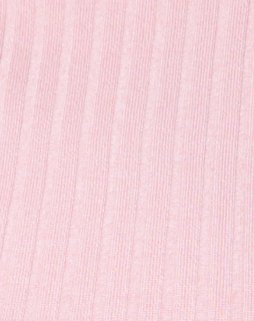 Forbes Bodycon Dress in Ribbed Pink - Image 5