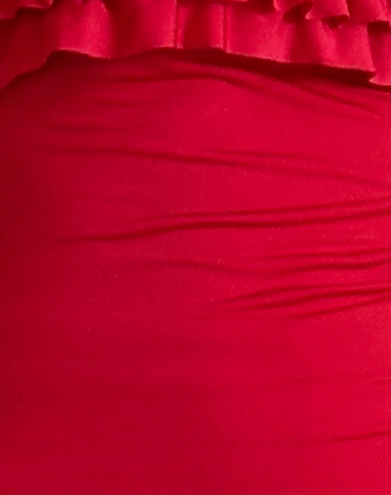 Fortuna Ruffle Bandeau Top in Slinky Red - Image 6