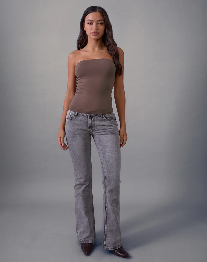 Foster Bandeau Top in Rayon Jersey Deep Taupe - Image 3
