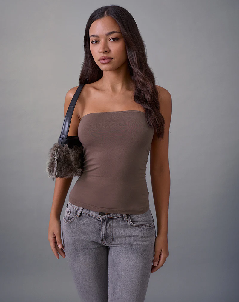 Foster Bandeau Top in Rayon Jersey Deep Taupe - Image 4