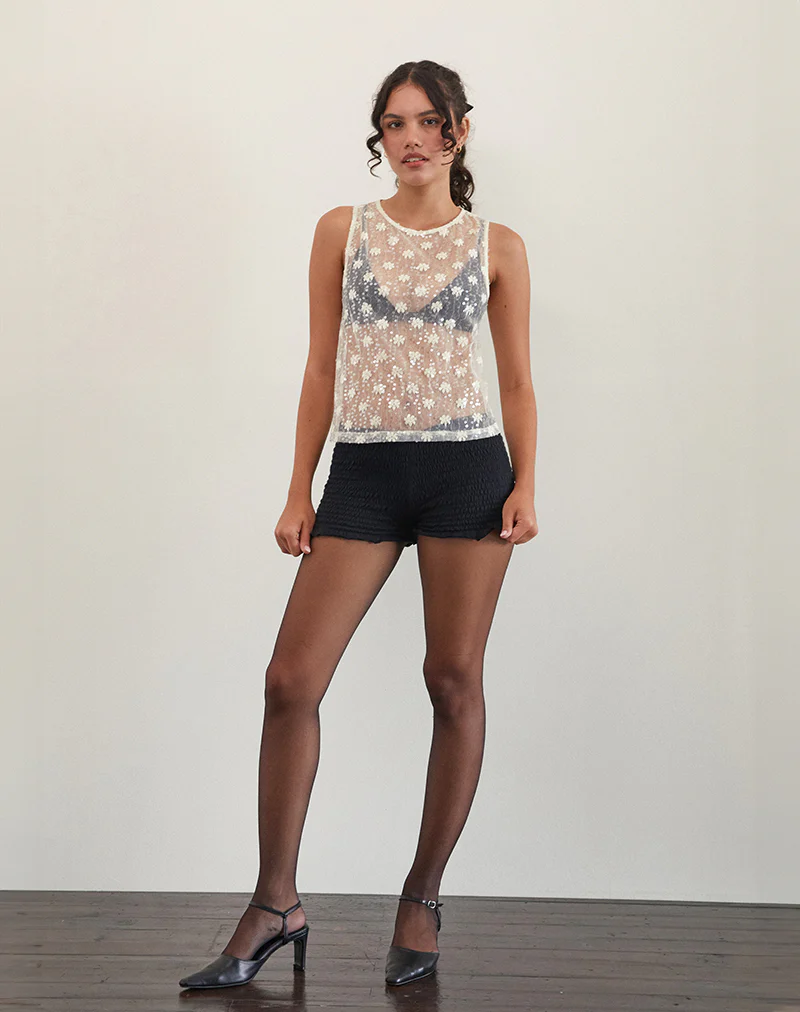 Franka Tank Top in Sequin Lace Ivory - Image 3