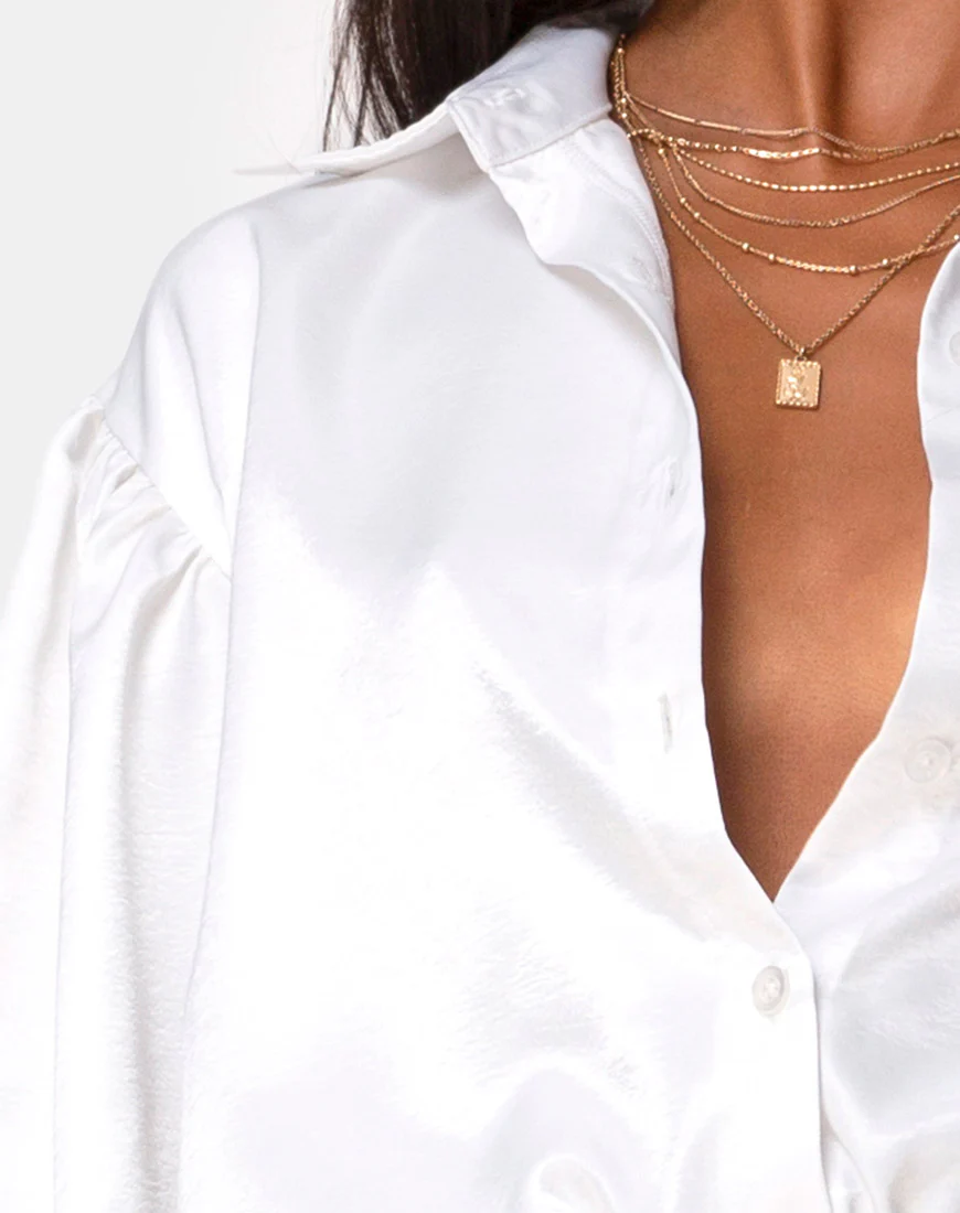 Frantic Longsleeve Blouse in Satin Ivory - Image 6