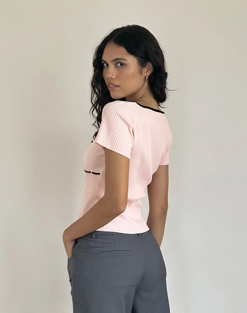 Frauke Top in Blush Pink with Black - Image 5