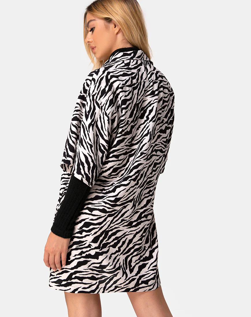 Fresia Mini Dress in 90's Zebra Black and White - Image 2