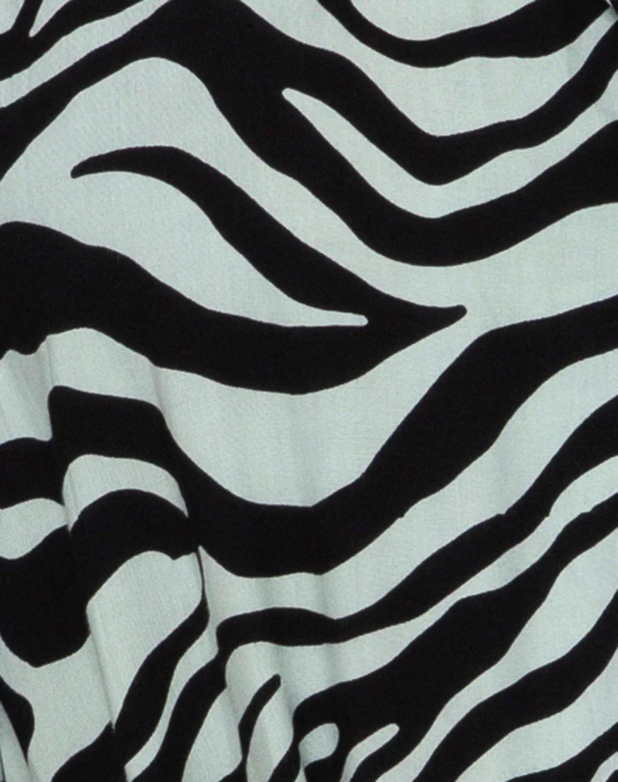 Fresia Shirt Dress in Wavey Zebra Mint - Image 5