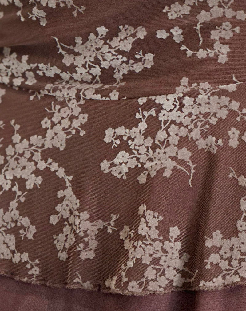 Friska Mini Skirt in Floral Blooming Vines Brown - Image 6