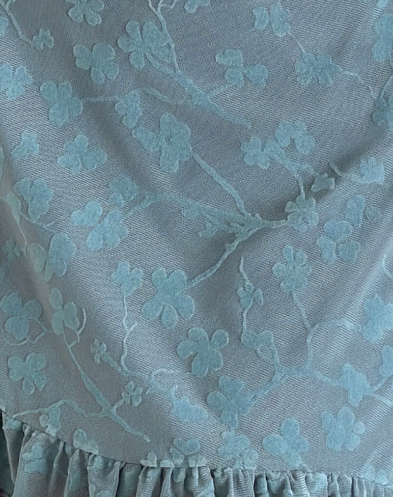 Fritia Mini Skirt in Grunge Floral Blue Grey - Image 6
