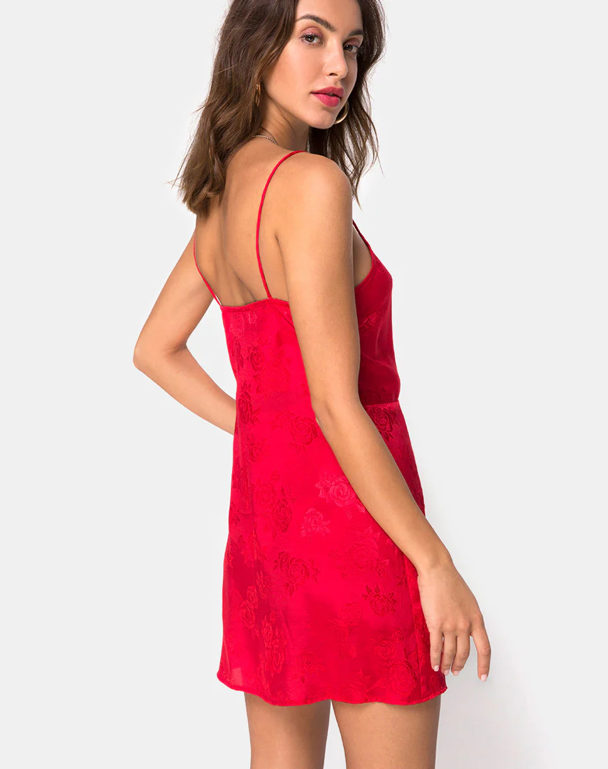 Furia Dress in Satin Rose Red - Image 2