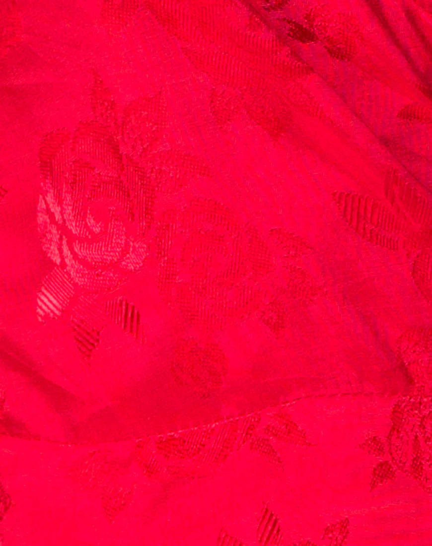 Furia Dress in Satin Rose Red - Image 5