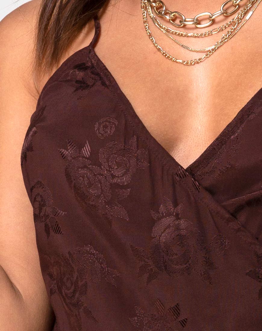 Furiosa Wrap Dress in Satin Rose Cocoa - Image 5