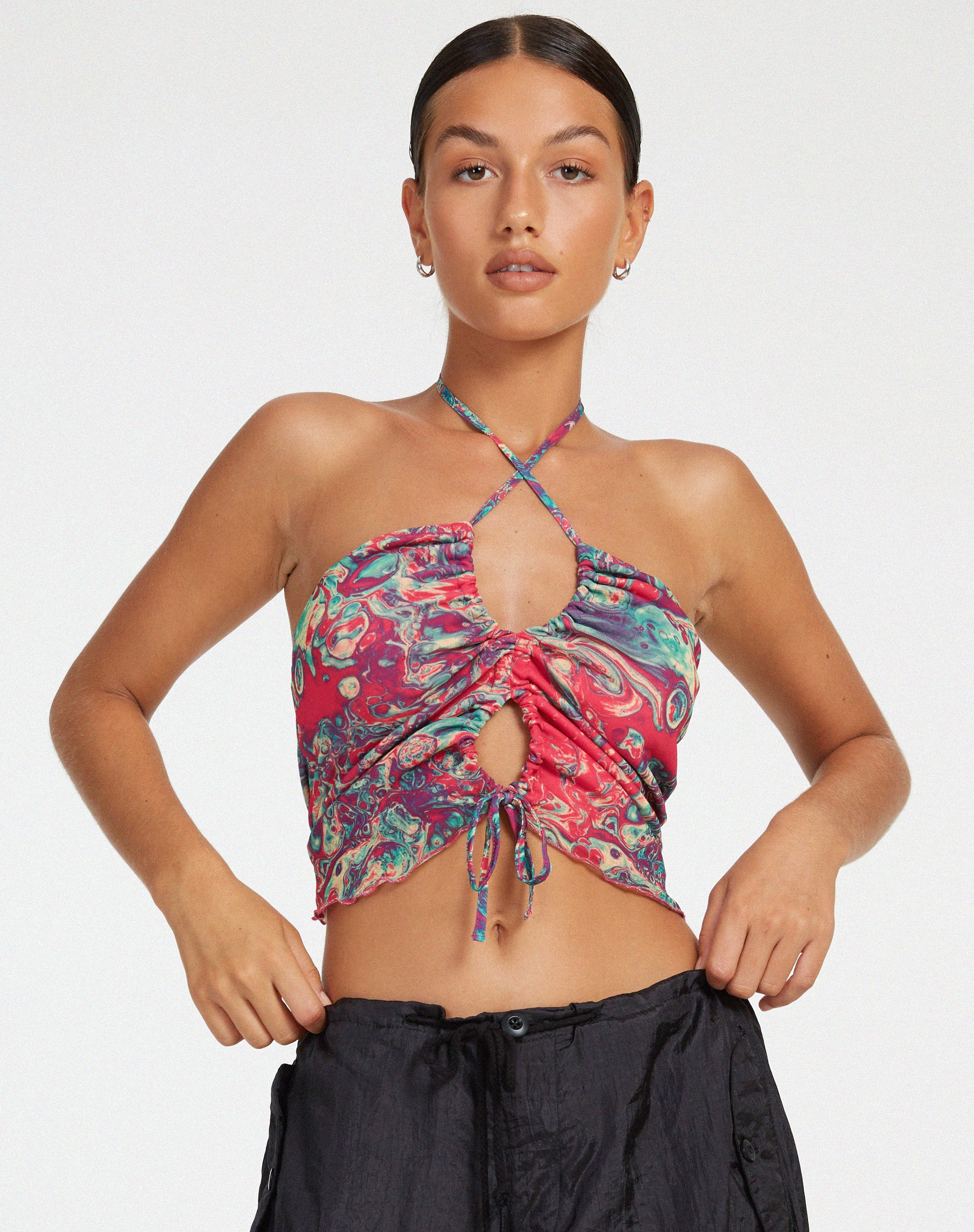 Fusena Cutout Top in Festival Print - Image 5