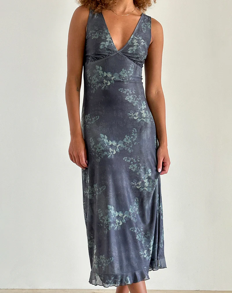 Gabriela Midi Dress in Faded Botanical Green - Image 3