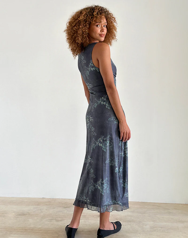 Gabriela Midi Dress in Faded Botanical Green - Image 4