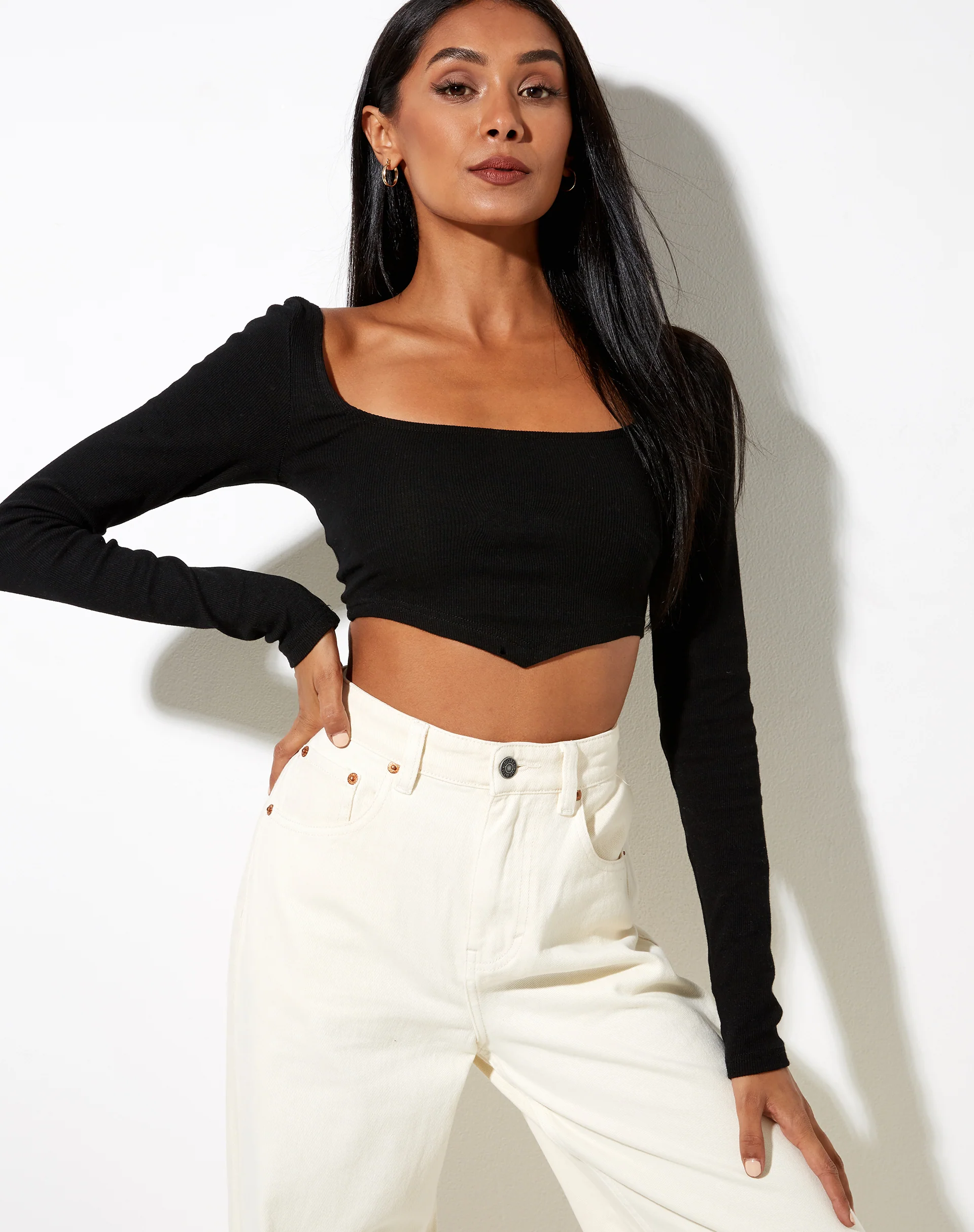 Gadze Crop Top in Rib Black - Image 2