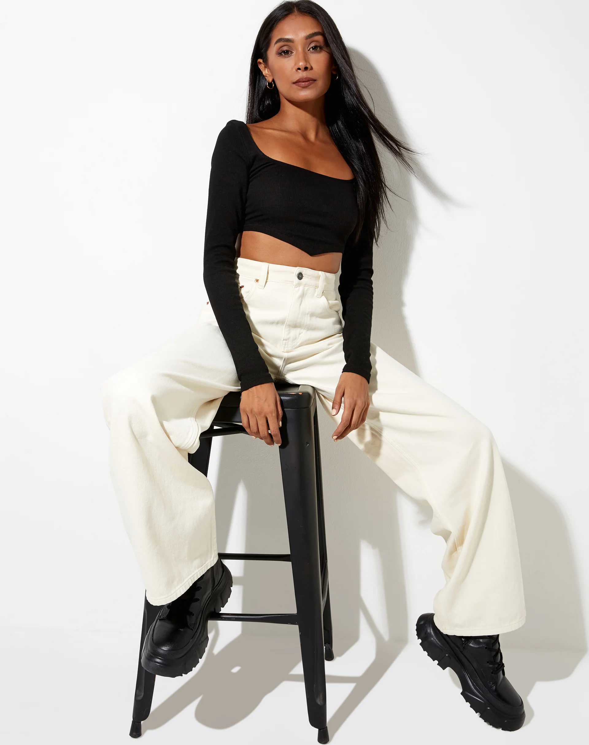 Gadze Crop Top in Rib Black - Image 4