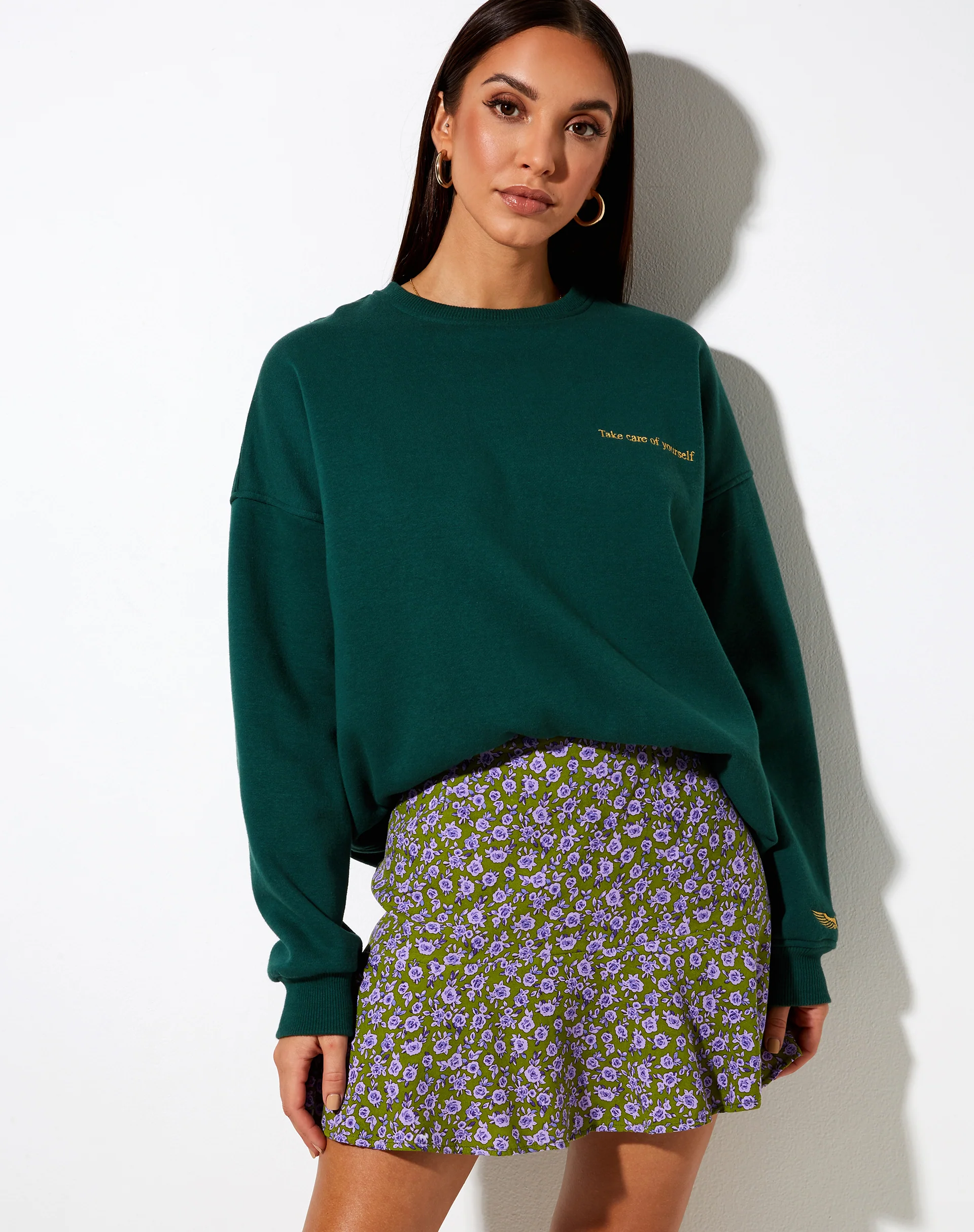 Gaelle Mini Skirt in Autumn Blossom Khaki - Image 4