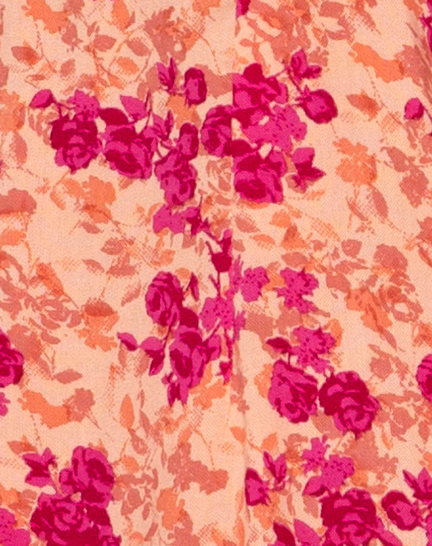 Gaelle A-Line Skirt in Dark Wild Flower Cataloupe - Image 6