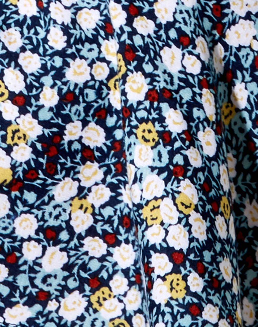 Gaelle Skater Skirt in Floral Field Navy - Image 5