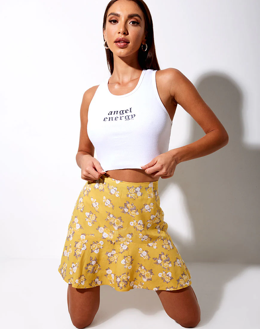 Gaelle Skater Skirt in Rose Bunch Yellow - Image 2