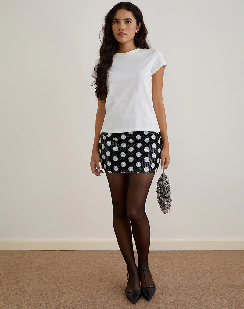 Gaera Skirt in Polka Sequin Monochrome - Image 4