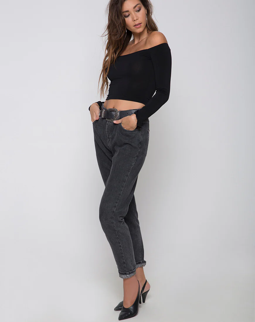 Gaga Off The Shoulder Crop in Black - Image 3