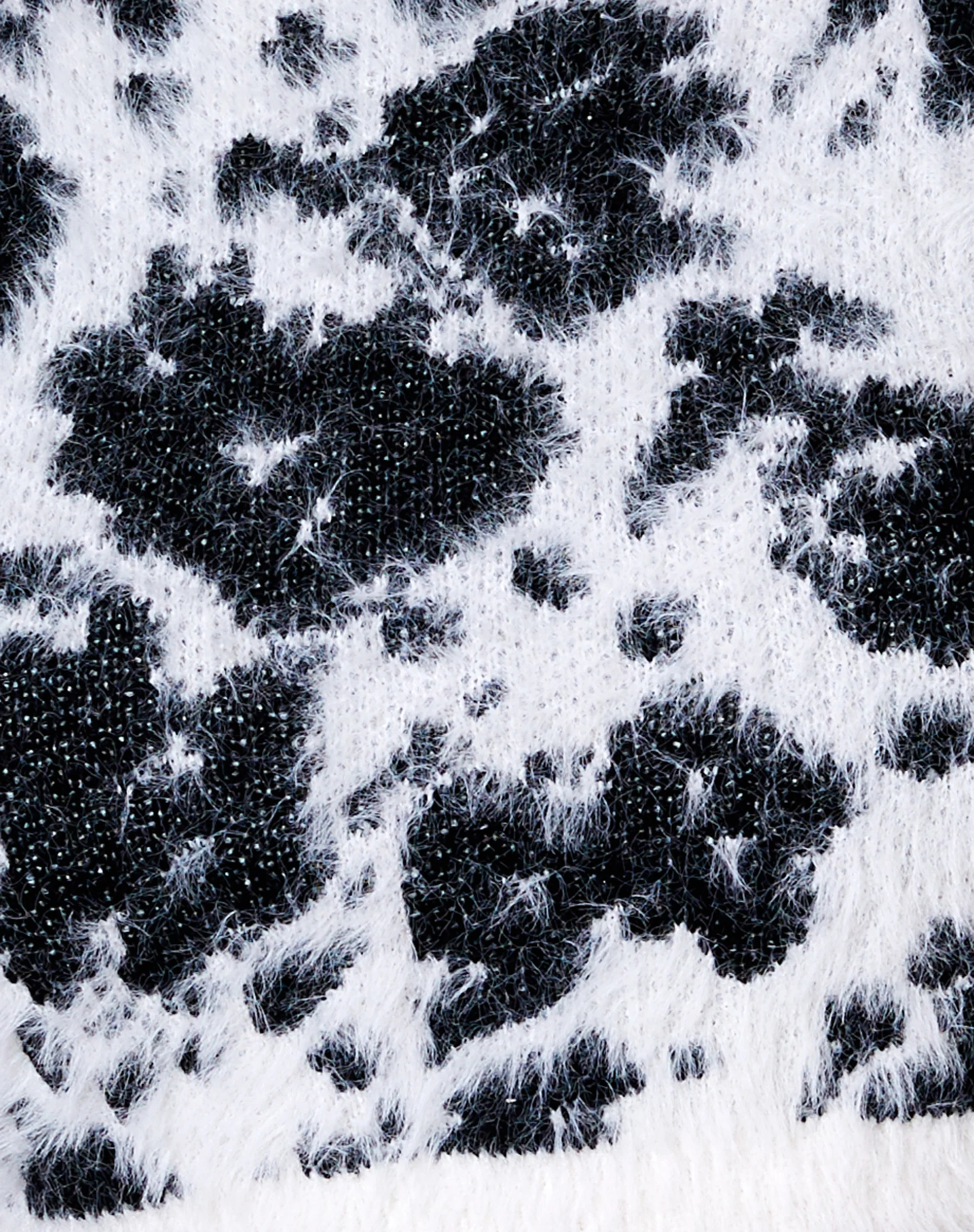 Gail Jumper in Fluffy Knit Cow Hide Black and White - Image 6