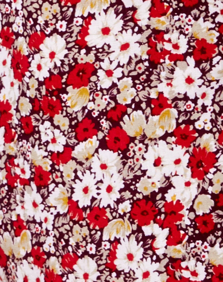 Galaca Mini Dress in Floral Charm Red - Image 5
