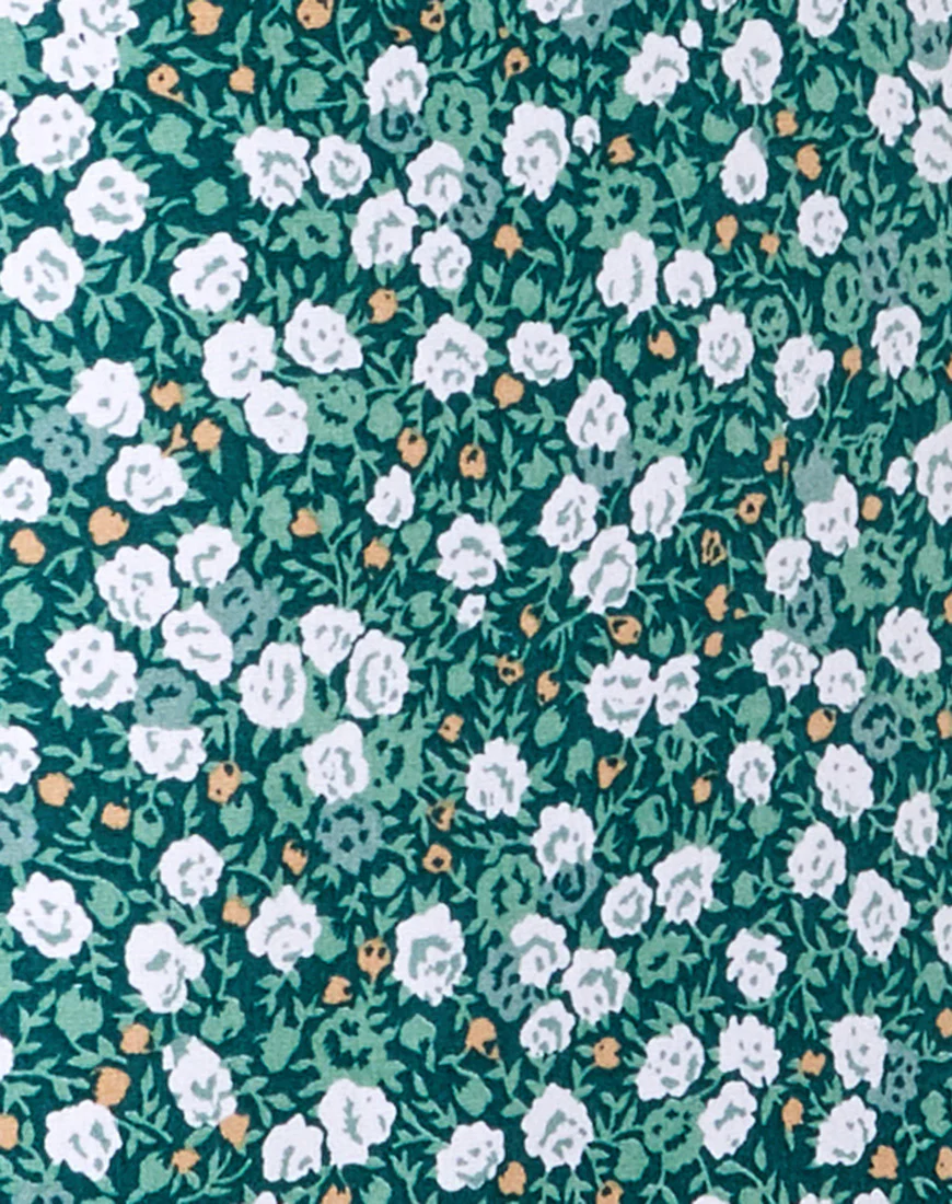 Galaca Mini Dress in Floral Field Green - Image 6