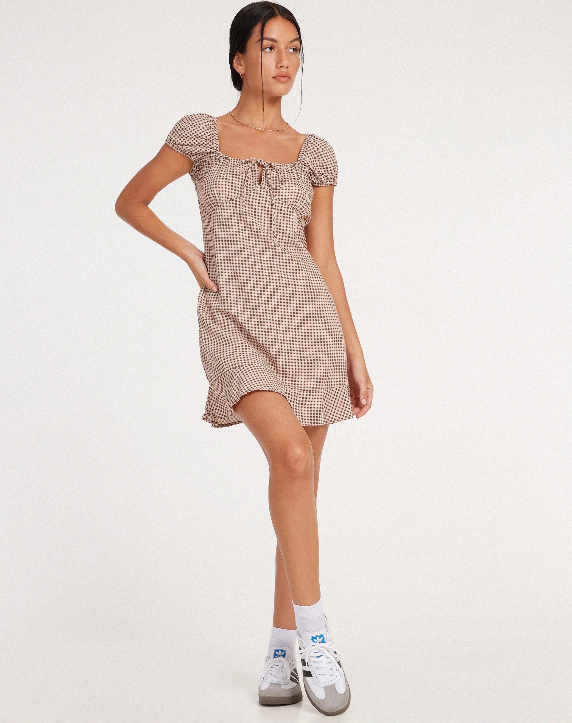 Galaca Mini Dress in Mini Gingham - Image 3