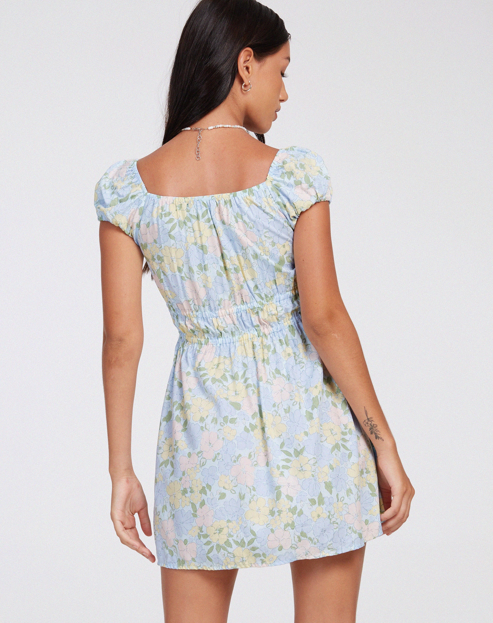 Galova Mini Dress in Washed Out Pastel Floral - Image 2