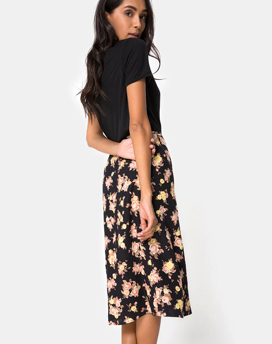 Gamaris Midi Skirt in Antique Rose Black - Image 3