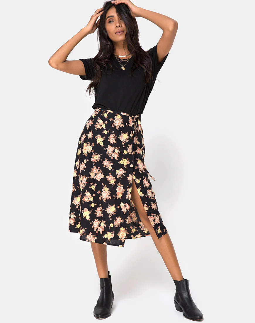 Gamaris Midi Skirt in Antique Rose Black - Image 4
