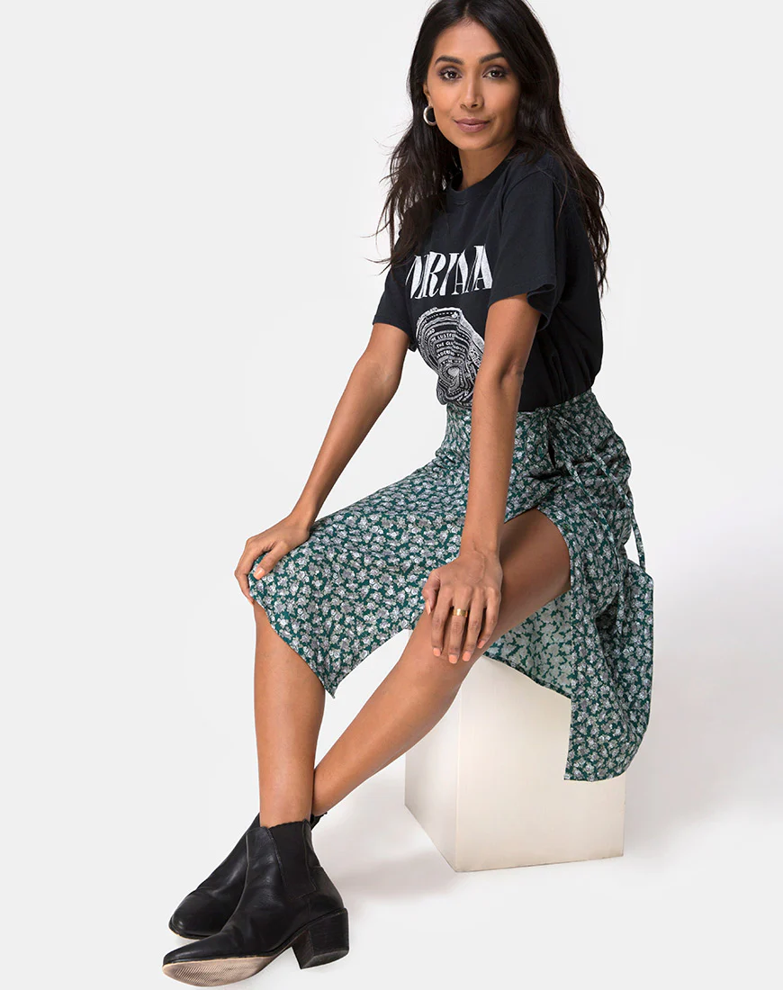 Gamaris Skirt in Floral Bloom Green - Image 2