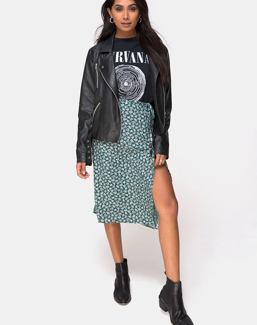 Gamaris Skirt in Floral Bloom Green - Image 3