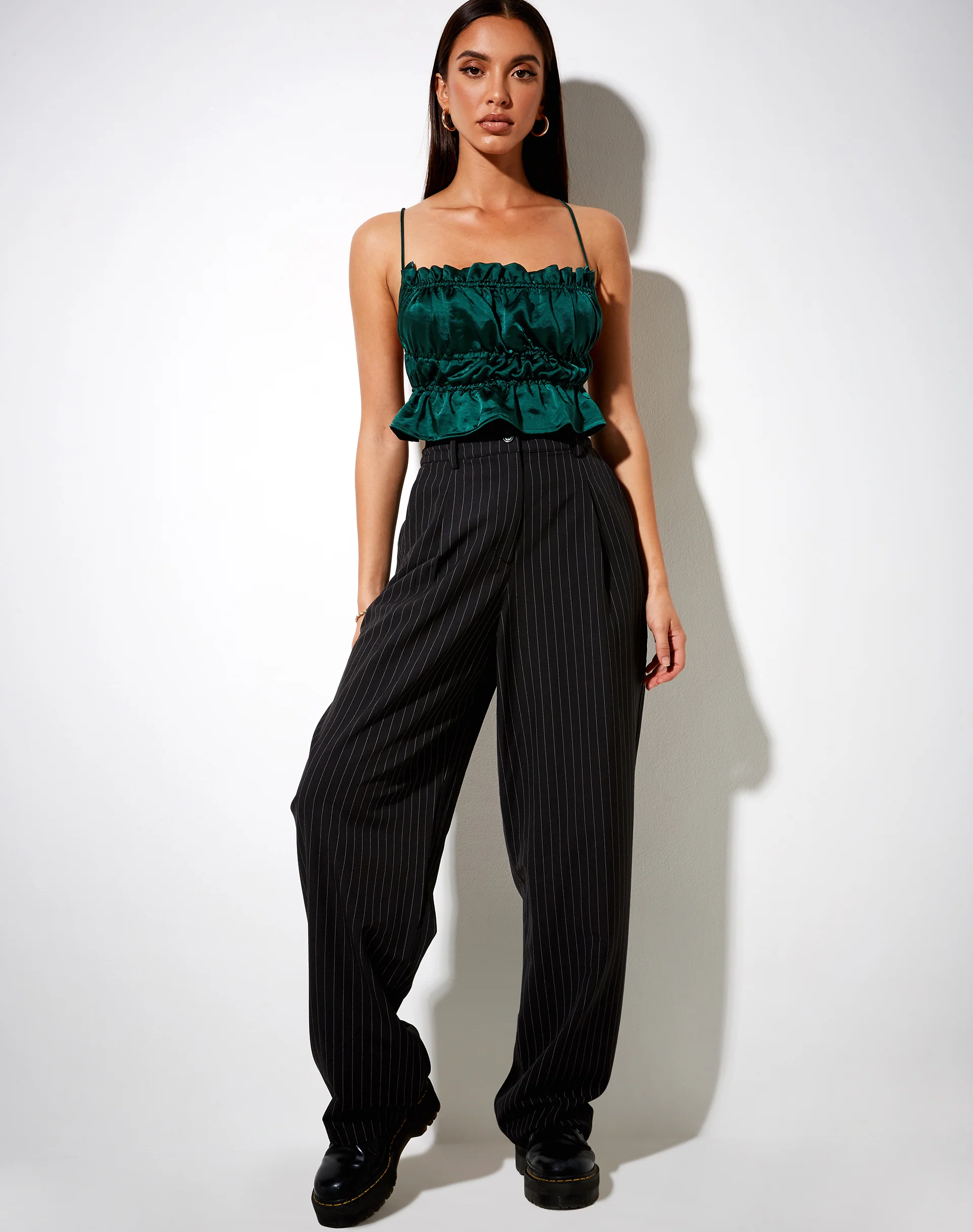 Gamera Cami Top in Satin Forest Green - Image 3