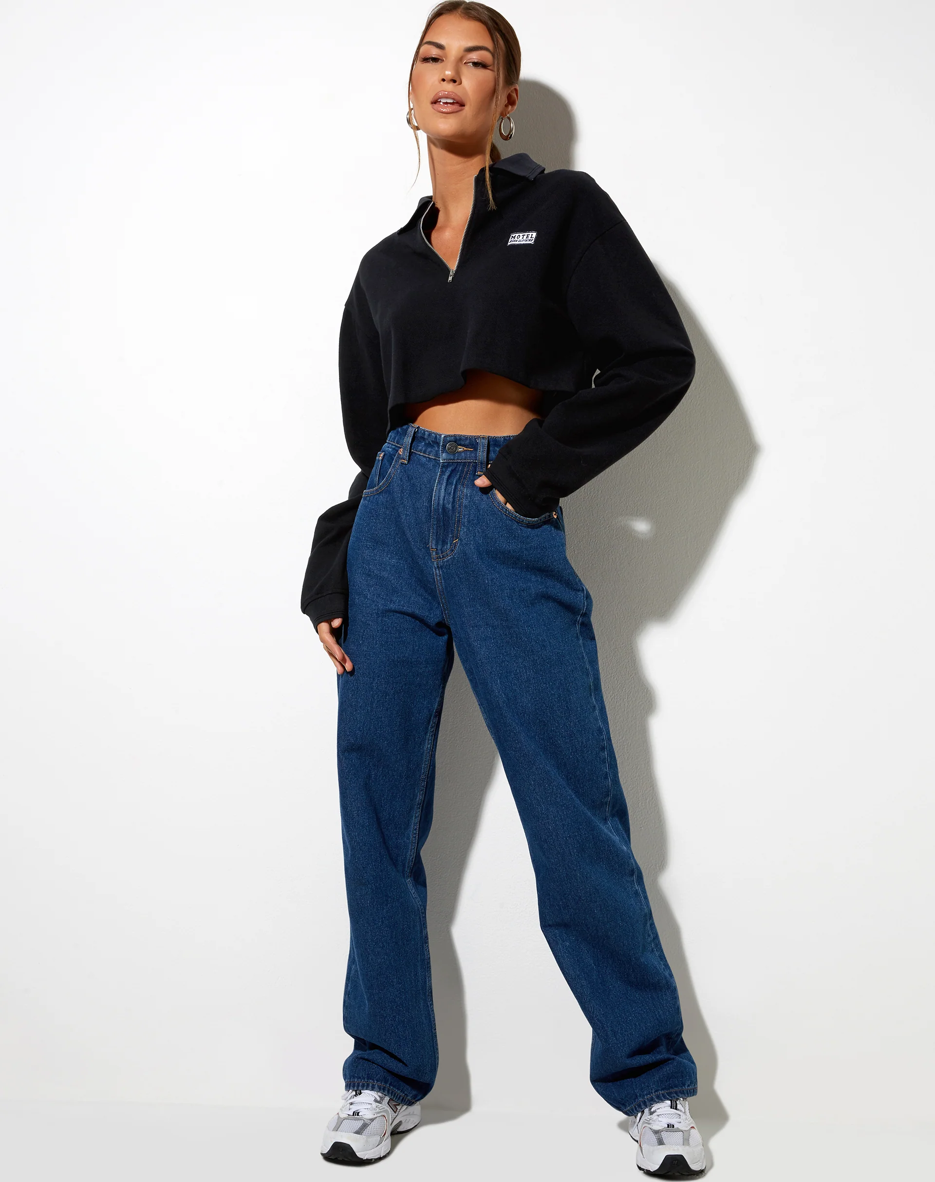 Gandi Crop Top in Black with Motel Work Clothing Label - Image 2