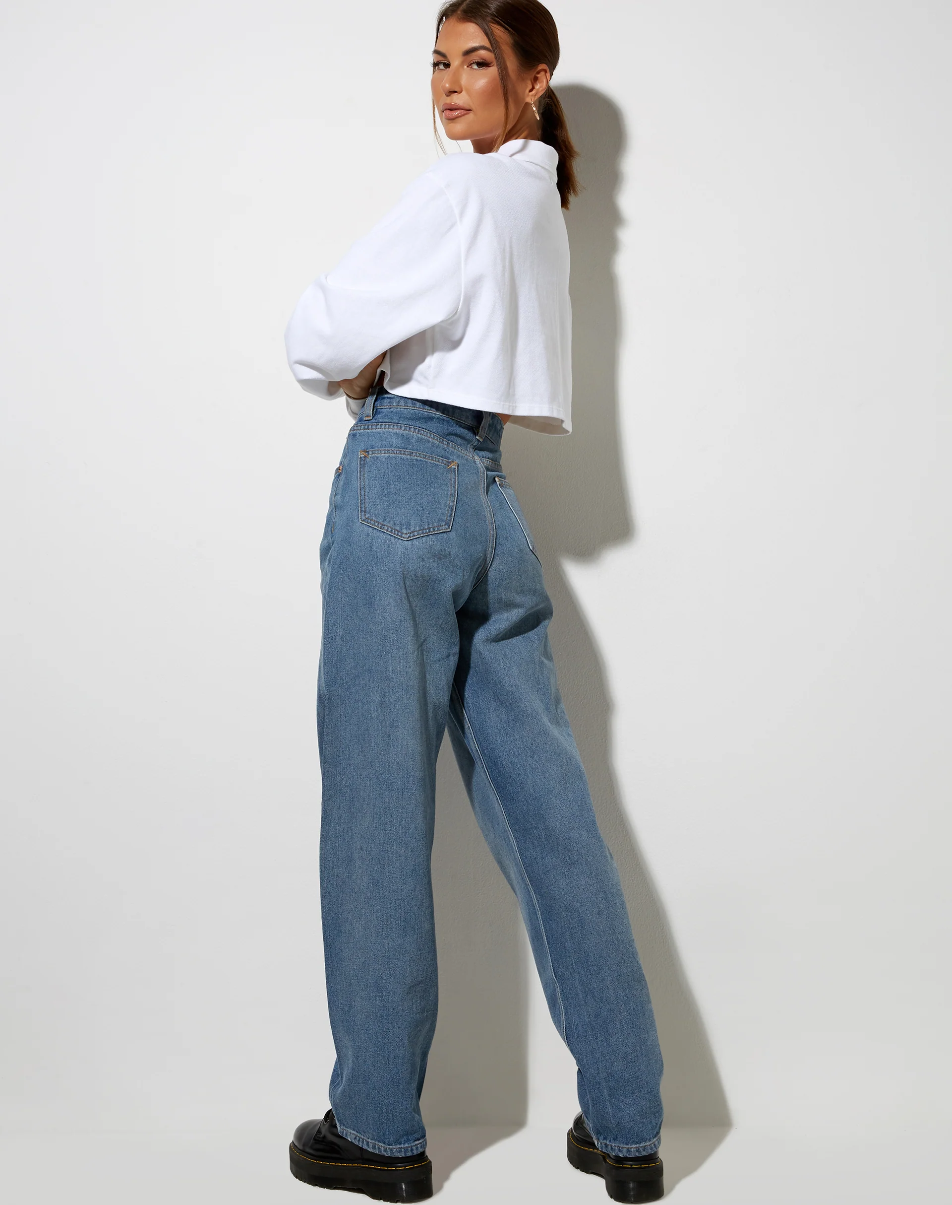 Gandi Crop Top in White with Motel Work Clothing Label - Image 2