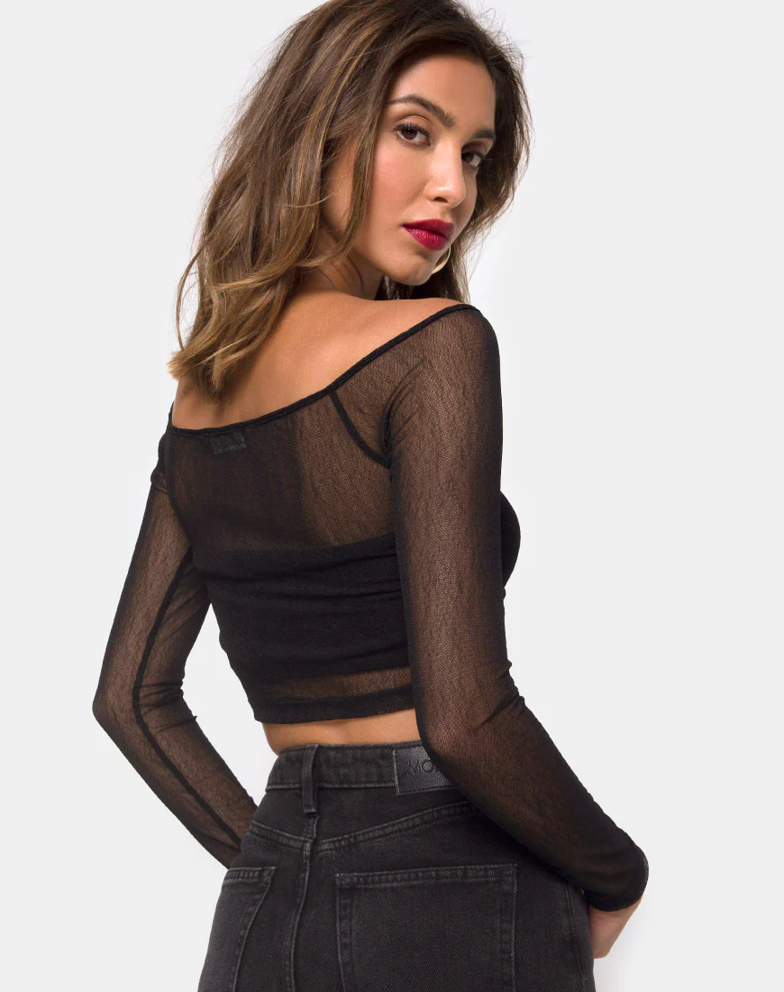 Ganida Crop Top in Black - Image 2