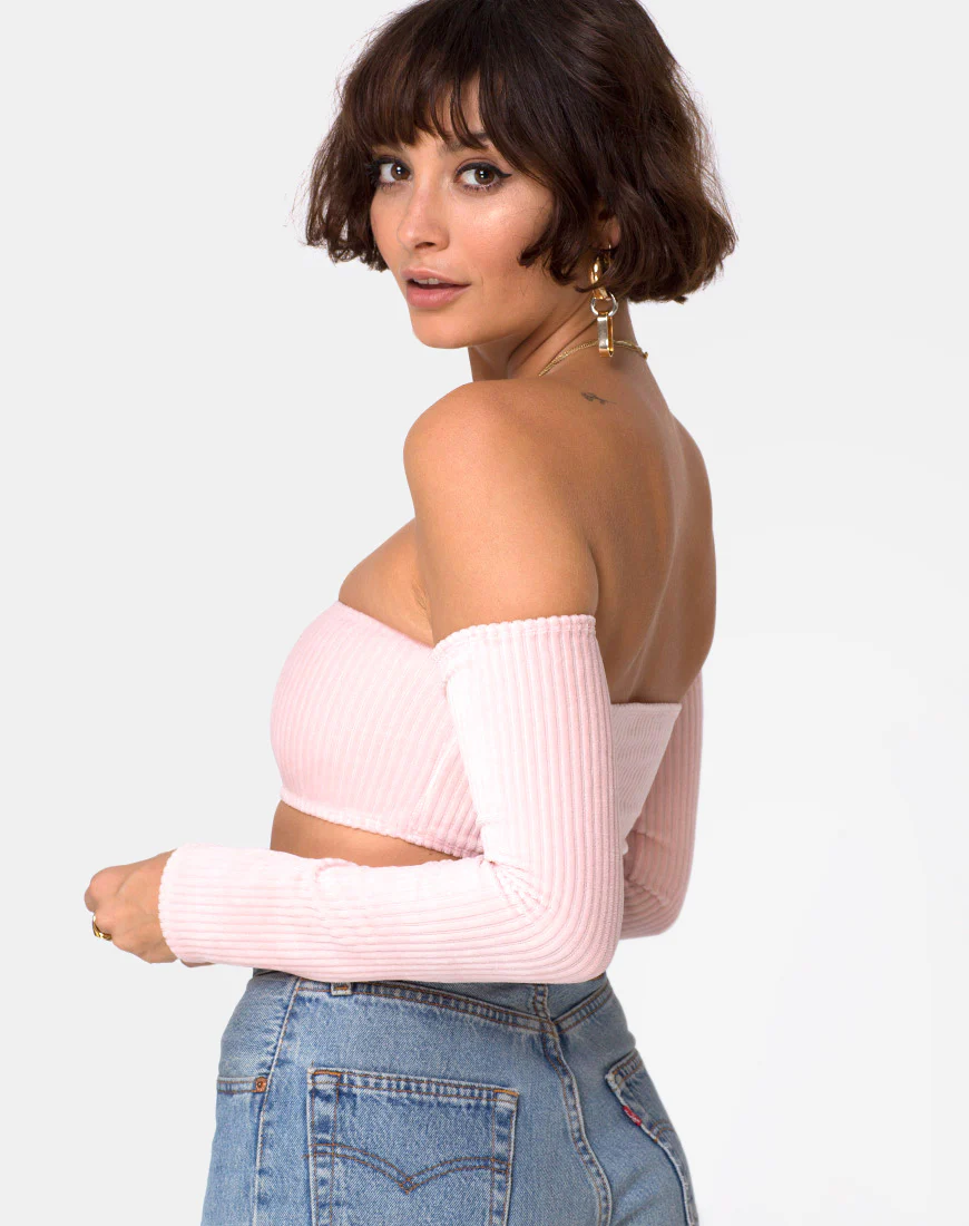 Ganis Long Sleeve Crop Top in Fluffy Knit Candy - Image 2