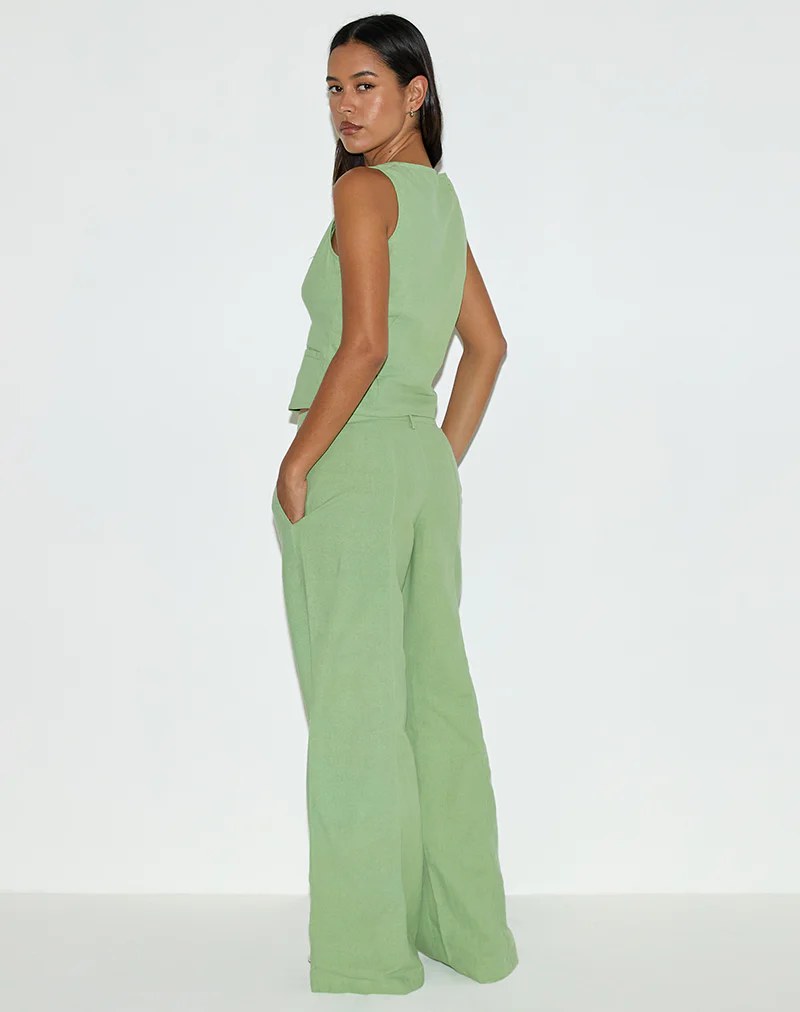 Ganita Vest in Linen Minty Green - Image 4