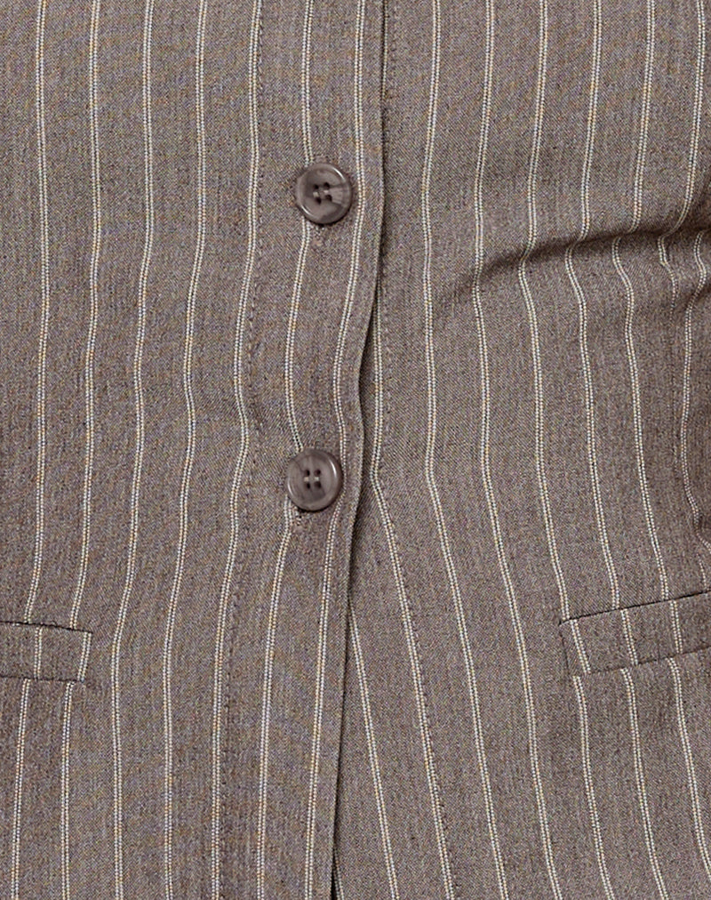 Ganita Vest in Pinstripe Brown - Image 5