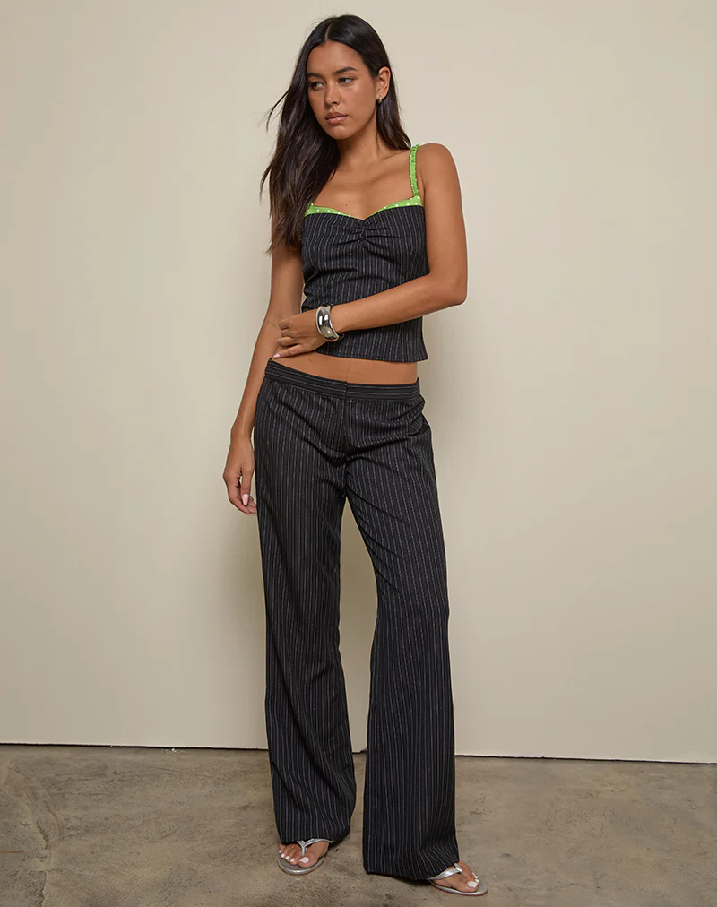 Ganta Slim Trouser in Pinstripe Black - Image 2