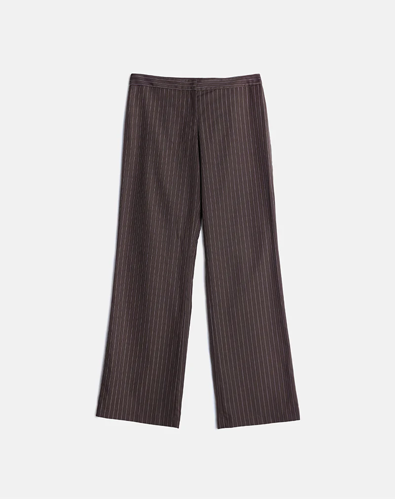 Ganta Slim Trouser in Stripe Chocolate Brown - Image 5