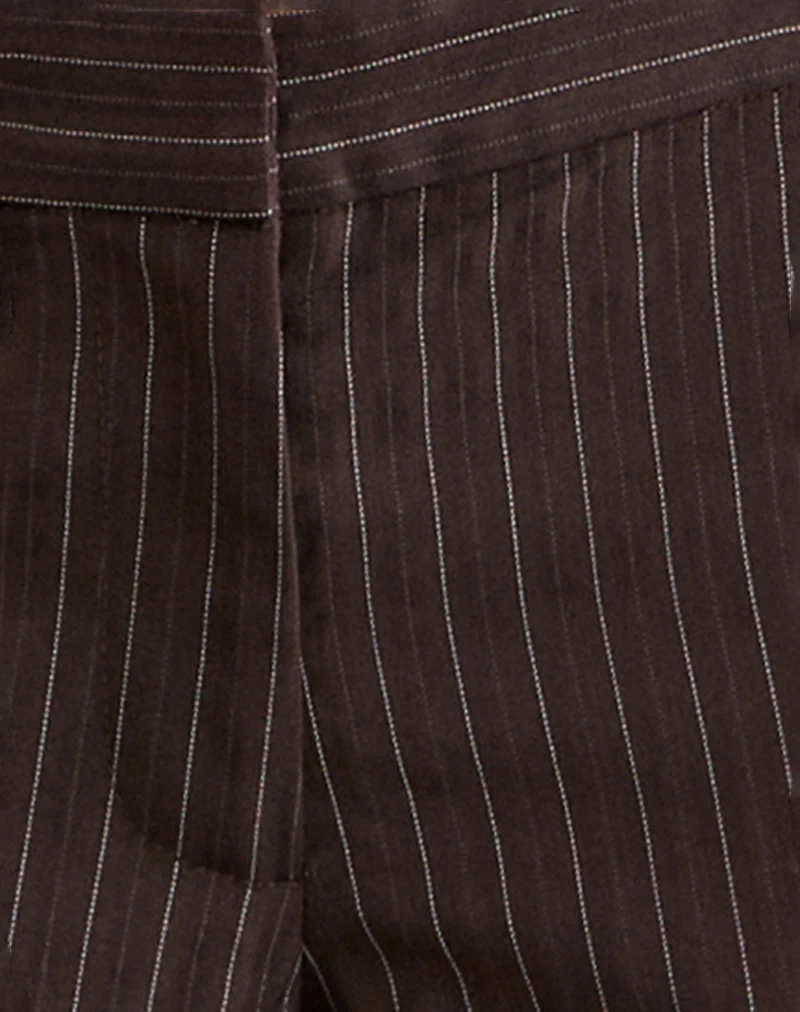 Ganta Slim Trouser in Stripe Chocolate Brown - Image 6