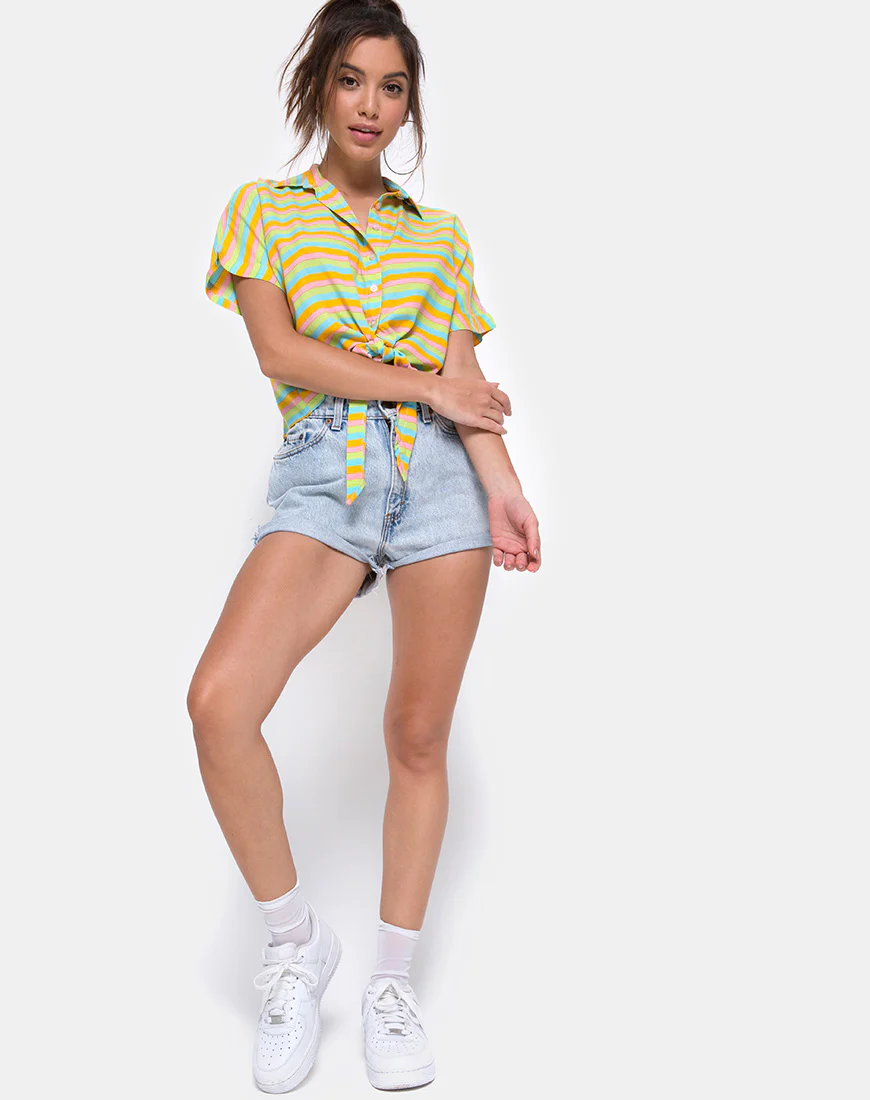 Gapo Tie Up Shirt in Sweet Stripe - Image 3