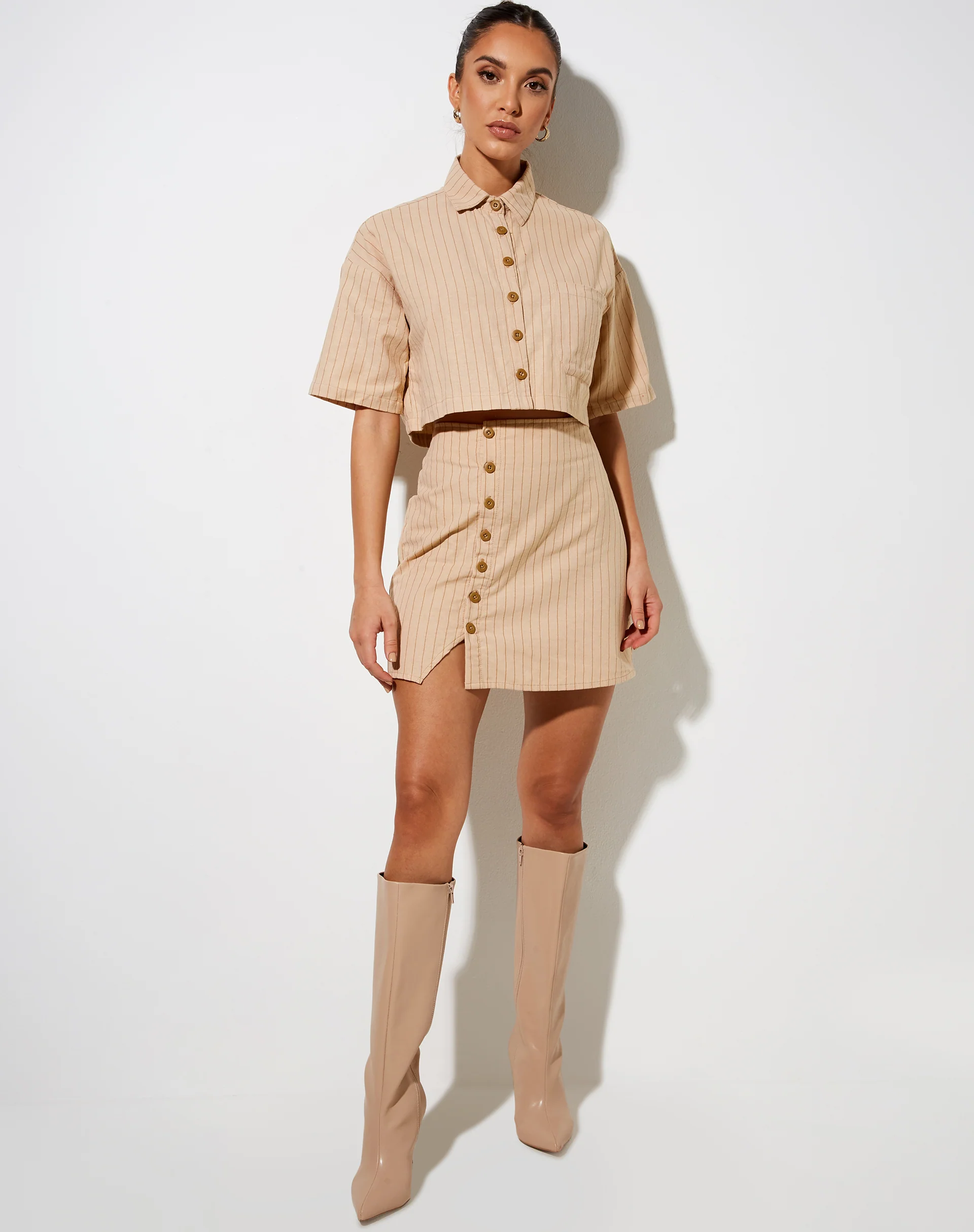 Gata Mini Skirt in Pencil Stripe - Image 4