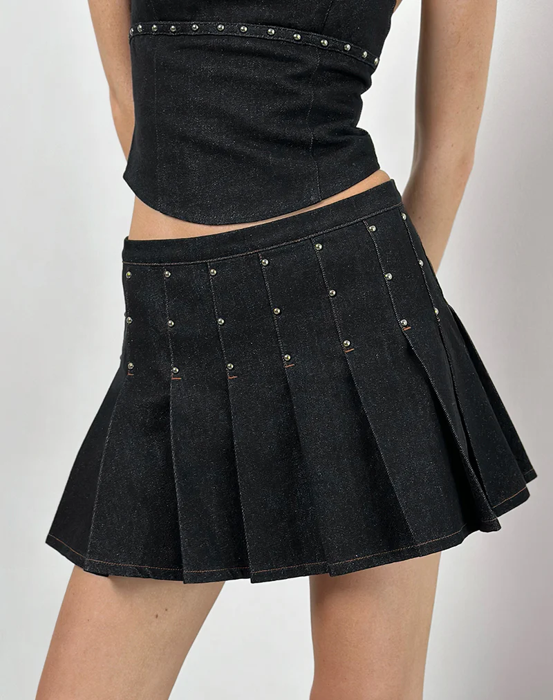 Gatlin Skirt in Chambray Studs Black - Image 5